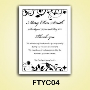 Details about Personalised Funeral Service Thank You cards