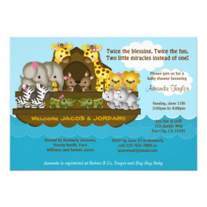 TWINS Noah's Ark Baby Shower Invitation at Zazzle.ca