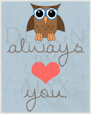 8x10 owl always love you print (blue)