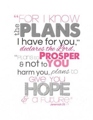 FOR I KNOW the PLANS I have for you.