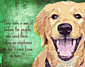 Golden Retriever Dog Digital Art Print With Quote