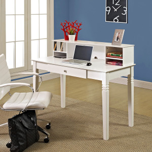 White Computer Desk with Hutch