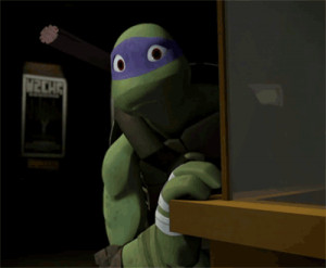 ... Donatello Waits For Action To Start On Teenage Mutant Ninja Turtles