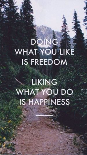 ... what you like is #freedom, liking what you do is happiness. #quote