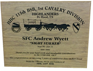 Solid Walnut Laser Engraved Plaque Military Retirement Gift Plaques