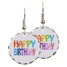 happy birthday - happy Earring Circle Charm for