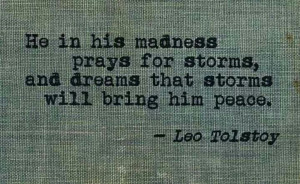 ... storms will bring him peace. ~ Leo Tolstoy, The Death of Ivan Ilych