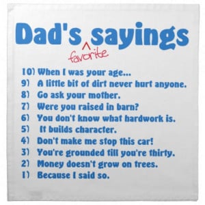 Dad's favourite sayings cloth napkins