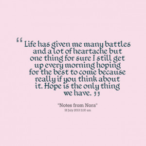 Quotes Picture: life has given me many battles and a lot of heartache ...