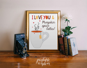 Printable wall art pumpkin spice latte decoration autumn decor quote ...