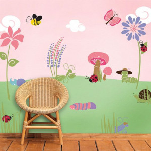 girl nursery stencils for walls flower and bug wall stencils for girls ...