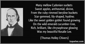 Many mellow Cydonian suckets Sweet apples, anthosmial, divine, From ...