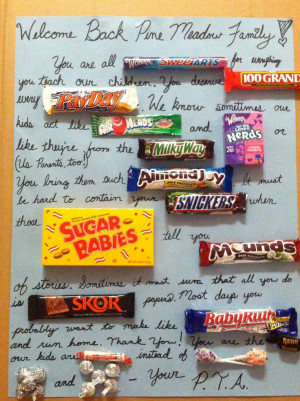 Welcome back candy bar poem for teachers