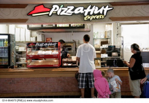 ... Miami Airport Pizza Hut Express restaurant fast food customers counter