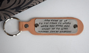 Hand-Stamped Quote Keychain- Leather Keychain with Riveted Aluminum ...