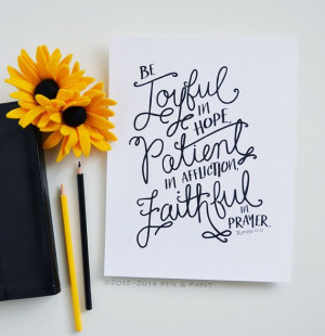Joyful in Hope Hand-lettering Hand drawn Bible verse by #penandpaint