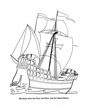 Coloring Pages of Columbus Day Ship of Columbus