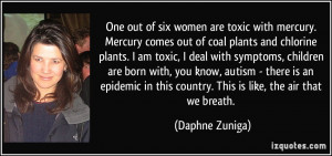 One out of six women are toxic with mercury. Mercury comes out of coal ...