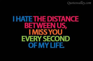 Hate The Distance Between Us, I Miss You Every Second Of My Life