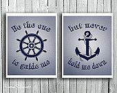... quote Nautical Wall decor Navy Blue Gift for child Anchor Ship wheel