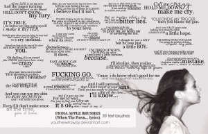 Fiona Apple Lyrics Brushes 2 by youthrewitaway