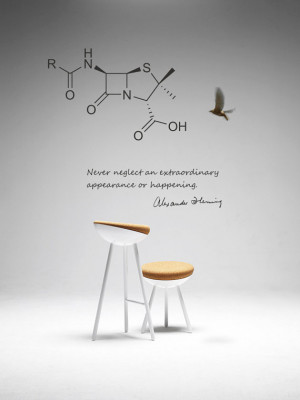 ... art biology Fleming quote and penicillin molecule vinyl wall decal