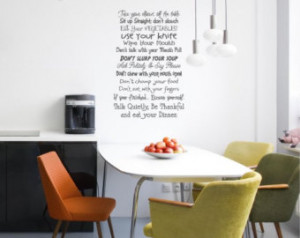 25x40 Table Manners Dinner Food eat ing Door Decoration Vinyl Decor ...