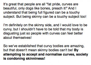 naturally skinny, I don’t starve myself, so don’t make me ...
