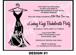 Dress Bridal Shower Invitation - Little Black Dress Bachelorette Party ...