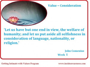 ... with Values - Daily Quote Reflection on Consideration - Week six - 7