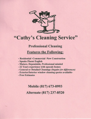 ... Service Companies » Cleaning Service » Cathy’s Cleaning Service