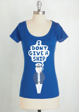 Sea Captain's Promise Tee - Mid-length, Cotton, Knit, Blue, Casual ...