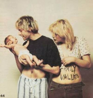 Frances Bean Cobain with Kurt Cobain and Courtney Love-Cobain