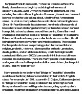 essay on banned books the bridge to terabithia