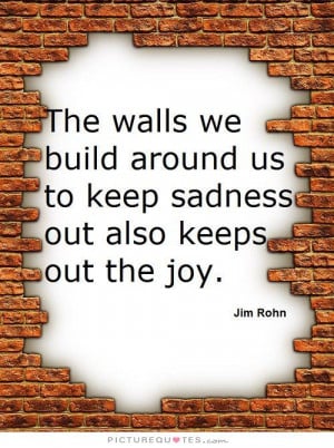 The walls we build around us to keep sadness out also keeps out the ...