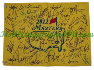 2012 Masters Autographed Golf Pin Flag Bubba Watson Tiger Woods Rory