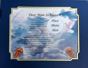 DEAR MOM IN HEAVEN MEMORIAL POEM GIFT LOSS OF LOVED ONE