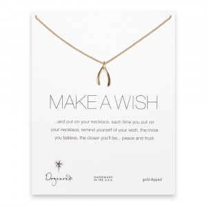 make a wish large wishbone necklace, gold dipped