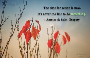 The time for action is now. It’s never too late to do something.