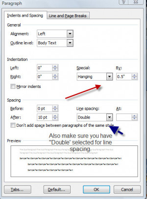 articles use hanging indent as with books and journal articles