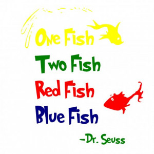Dr. Seuss Wall Decal \'One Fish Two Fish Red Fish Blue Fish\' Quot...