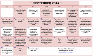 September 2014 Motivational Thoughts Calendar