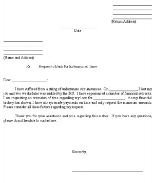 Sample Letter for Request to Bank for Extension of Time template ...