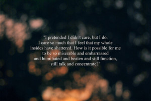 pretended i didn t care but i do i care so much that i feel