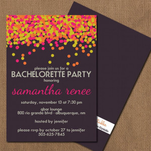 Kate Spade Inspired Neon Confetti Bachelorette Party Invitation. $12 ...