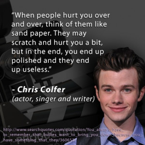 Colfer of #Glee offers words of encouragement. Show your dedication ...