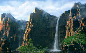 Waterfall Mountain Wallpaper