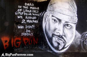 Mural dedicated to Big Pun with his famous verse from the Twinz track