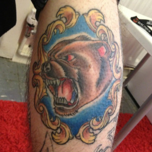 Colorful Angry Bear Tattoo...