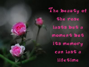 ... Lasts but a Moment but Its Memory Can last a Life Time ~ Flowers Quote